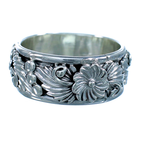 Native American Flower And Leaf Sterling Silver Ring Size 7 JX127575